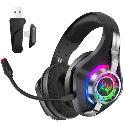 Produktbild von 2.4G Wireless Gaming Headset für PC/PS5/PS4/Xbox, Kabelloses Kopfhörer  1000 mAh Akku für über 35 Stunden Laufzeit (ohne Beleuchtung)