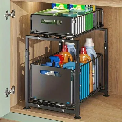 Image de Support de cuisine - Pliable - À deux niveaux - Réglable - En métal