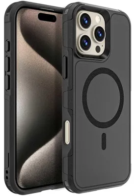 Produktbild von Mobigear Traveller Schutzhülle für iPhone 16 Pro Max mit MagSafe, Hartschalen-Rückseite, stoßfest - Schwarz