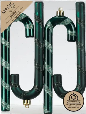 Produktbild von Christbaumschmuck Zuckerstangen 14cm Kunststoff 4er Set - Noble Green