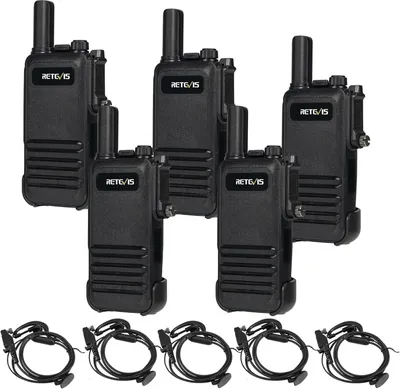 Obrázek produktu pro Retevis RB647 IP67 Walkie Talkie Vodotěsná, přenosná vysílačka se sluchátkem, PMR446 Dobíjecí 1000 mAh, VOX, pro restaurace, hotely 5 kusů
