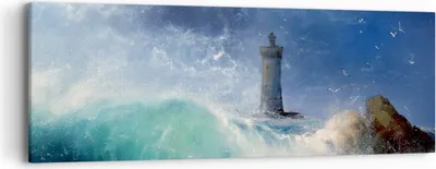 Produktbild von Bild auf Leinwand - Leinwandbild - Leuchtturm Meer - 90x30cm - Wand Bild - Wanddeko - Wandbilder - Leinwanddruck - Bilder - Kunstdruck - Wanddekoration - Leinwand bilder - Wandkunst - AB90x30-3576