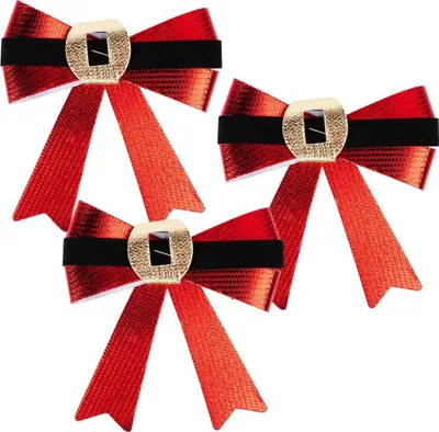 Produktbild von Weihnachtsschleifen - 3er Set - Leicht - Kunststoff - Rote Dekoschleifen 10x10 cm