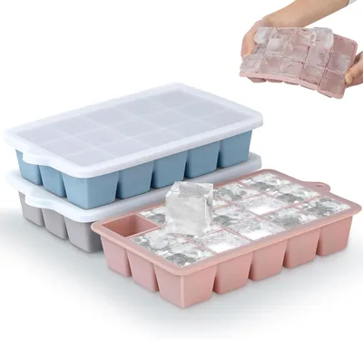 Image de Lot de 3 moules à glaçons en silicone, pour des glaçons faciles à démouler