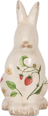 Immagine prodotto di Clayre & Eef figurina decorativa coniglio 13x10x21 cm fragole in Vetroceramica beige
