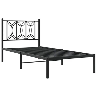 Produktbild von Bettgestell mit Kopfteil Metall Schwarz 80x200 cm