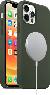 Produktbild von Mobigear Rubber Touch iPhone 12 Pro Silikon MagSafe Hülle Backcover - Grün