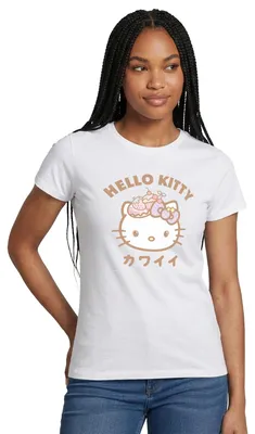 Produktbild von Spreadshirt Hello Kitty Kawaii Stil Frauen T-Shirt, L, Weiß