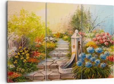 Produktbild von Bild auf Leinwand - Leinwandbild - Garten Blumen Sommer - 105x70cm - Wand Bild - Wanddeko - Leinwanddruck - Bilder - Kunstdruck - Wanddekoration - Leinwand bilder - Wandkunst - CE105x70-3694