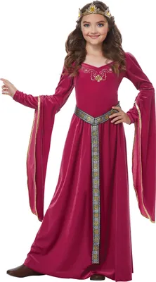 A young girl wearing a medieval princess costume.