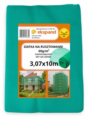 Produktbild von Ekspand | Schutznetz Für Gerüste - 3,07x10m - Grünes Hdpe - Windreduzierung 50% - Baustellenschutznetz