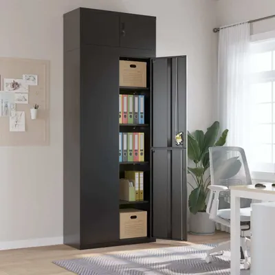 Produktbild von Möbel Aktenschrank Schwarz 90x40x240 cm Stahl - Kommoden 3188327