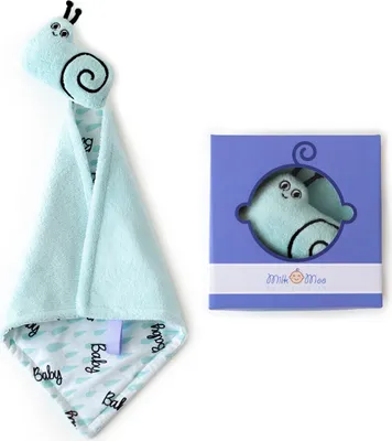 Produktbild von Milk&Moo Sangaloz Schnuffeltuch für Baby, Schmusetuch, Kuscheldecke, Erstausstattung für neugeborene Junge & Mädchen, atmungsaktiv, weich, blau, ab 0 Monate