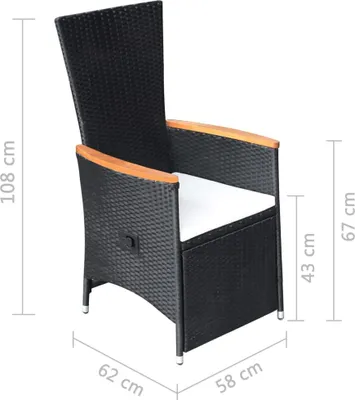 Productafbeelding van vidaXL Tuinstoelen, 2 stuks, met kussens, polyrotan, zwart