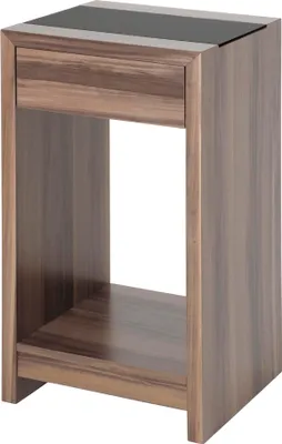 Produktbild von HAKU Beistelltisch Konsole nußbaum - MDF, Sicherheitsglas 5 mm, B/H/T: 42x74x40 cm