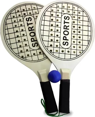 Produktbild von 39 cm Holz Strandracket mit Ball