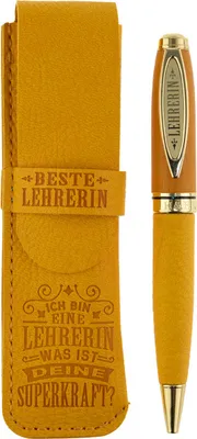 Produktbild von History & Heraldry Bamboo Persönlicher und individueller Kuli Kugelschreiber Stift mit Namen und Spruch Personalisiertes Etui Monogramm-Design persönliches Geschenk (Kuli Lehrerin)