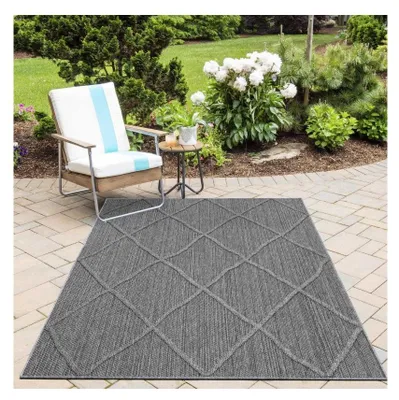 Produktbild von Teppich für Balkon, Küche, Terrasse, Außenbereich, Innenbereich, Bohème-Design, Grau 120 x 170 cm