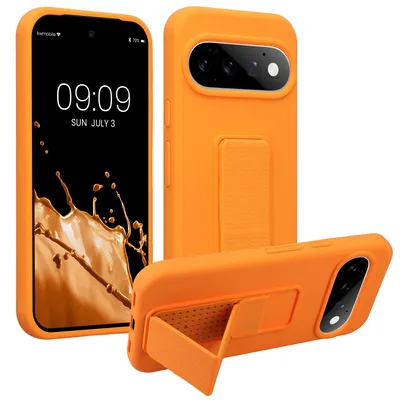 Produktbild von kwmobile Handyhülle für Google Pixel 11 Hülle - TPU Silikon Case mit Fingerhalter und Stand - Schutzhülle Cover in Fruity Orange