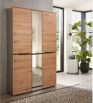 Produktbild von Garderobenschrank Flur MANRESA-36 in Artisan Eiche Nb. mit Graphit B/H/T: ca. 105/192/38 cm