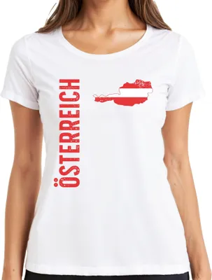Produktbild von Österreich Fußball Fan Weltmeisterschaft Europameisterschaft EM Damen T-Shirt, Weiß, S
