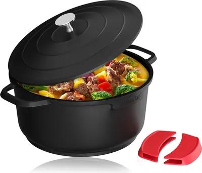 Produktbild von 28cm Kochtopf Homelux Topf Induktions Kochtopf mit Glasdeckel,Antihaftbeschichtung,Silikongriffüberzug,6L Suppentöpfe aus Aluminium für alle Herdarten
