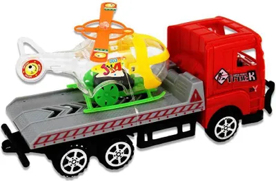 Produktbild von Roter Truck Spielzeug mit Helikopter - ca. 19 cm