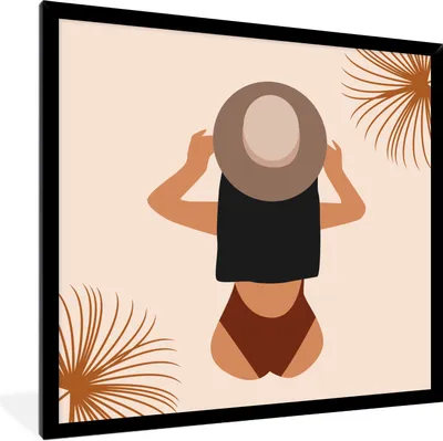 Produktbild von MuchoWow® Gerahmtes Poster Sommer - Blätter - Pastell 40x40 cm - Poster mit Schwarzem Bilderrahmen Wandposter Rahmen Foto Bilder - Mit Rahmen - Wanddekoration Schlafzimmer
