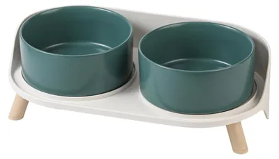 Obrázek produktu pro Vyvýšená miska pro psy s protiskluzovou podložkou a dvojitou nádobou na krmivo