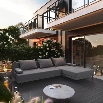 Produktbild von TRADA Gartensofa lounge set Bahama S Dunkelgrau Gartenmöbel set Wasserabweisend Stoff Rechts L-form