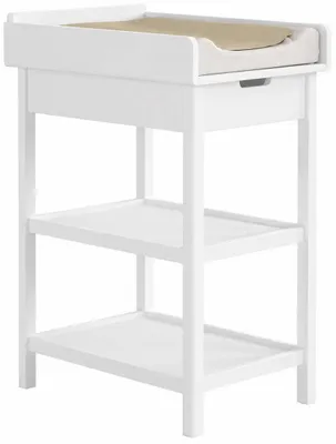 Image de Table à langer Forrest - 73x52x102 cm - avec tiroir - en bois de hêtre massif - blanche