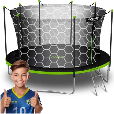 Zdjęcie produktu dla Trampolina ogrodowa 14ft/435cm z siatką wewnętrzną i drabinką Neo-Sport