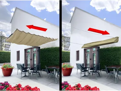 Produktbild von Sonnensegel einziehbares Sonnensegel Pergola Markise Wasserdicht Sonnenschutz Garten verstellbar 100% Schutz vor UV-Strahlungen (B:300cm L:600cm, Beig