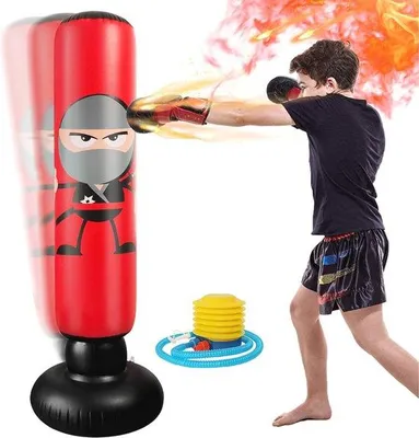 Produktbild von Famanu Standboxsack für Kinder und Erwachsene - Aufblasbarer Boxball für Taekwondo und Karate