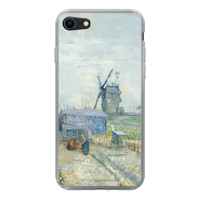 Produktbild von MuchoWow® Handyhülle Schutzhülle Hülle für iPhone SE 2020 Montmartre: Mühlen und Gärten - Vincent van Gogh Silikon Softcase Handy Hülle - Kartenbesitzer