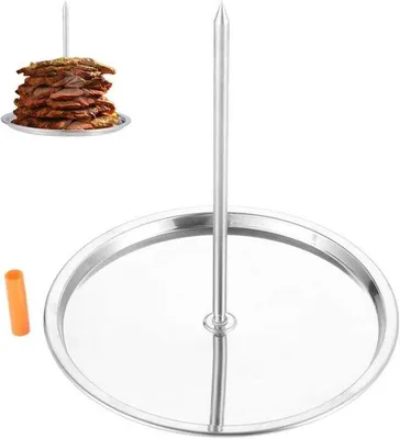 Produktbild von Vertikale Grillstation mit Kebabstangen und Roosterstand - Ideal für Hähnchen und Steak - Shawarma und Gyros - Edelstahl - 176 x 198 x 216 cm