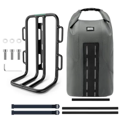 Produktbild von ROCKBROS Fahrrad Vorderrad-Gepäckträger mit Gepäckträgertasche 2,7L, Frontgepäckträger für MTB Rennrad Faltrad, Wasserdicht Schwarz
