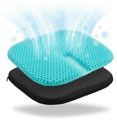 Image de Coussin de siège en gel – Coussin moelleux en nid d'abeille avec housse antidérapante, grand coussin en gel pour soulager les maux de dos et la pression, coussin rafraîchissant pour siège de voiture, bureau, maison, fauteuil roulant ou chaise.