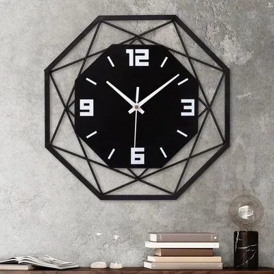 Image de Horloge murale silencieuse en fonte et MDF - Design moderne pour le salon et la chambre à coucher - 30 cm