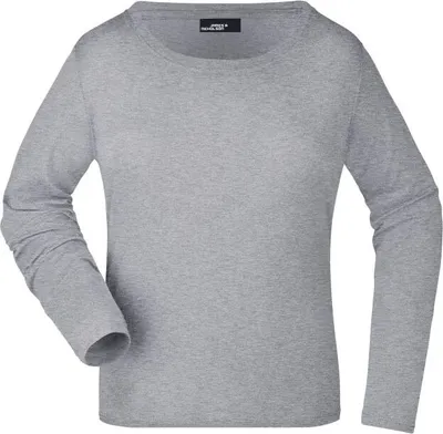 Produktbild von Langarm T-Shirt aus Single-Jersey grey-heather, Gr. M
