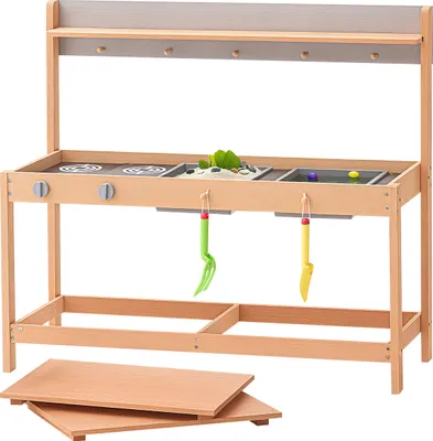 Immagine prodotto di VEVOR cucina di fango 1000x360x885 mm, set di cucina giocattolo in legno e accessori, gioco di ruolo per bambini e bambine, cucina giocattolo per bambini con fornello e lavello