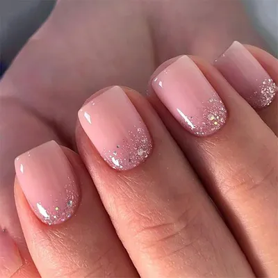 Image de Ensemble de faux ongles, 24 pièces, avec des ongles transparents à paillettes, gel translucide, kit d'application pour un look naturel