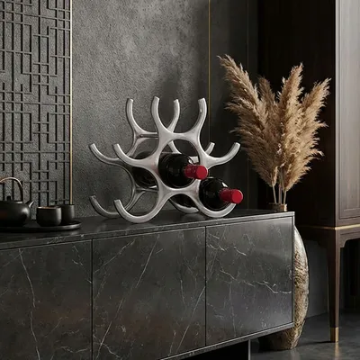 Produktbild von FineBuy Weinregal Design 24 cm für 6 Flaschen Aluminium Silber