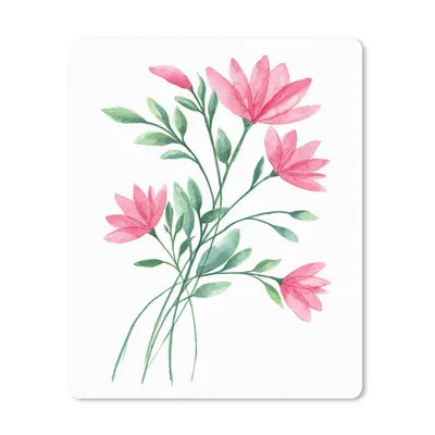 Produktbild von MuchoWow® Mauspad Mousepad Blumen - Aquarell - Rosa 30x40 cm - Mousepads - Maus Mat - Pad - Mausunterlage - Mausmatten