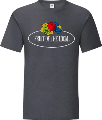 Produktbild von Fruit of the Loom Iconic 150 T-Shirt mit Vintage-Logo auf der Brust Farbe: dunkelgrau meliert - Vintage-Logo groß Größe: XL