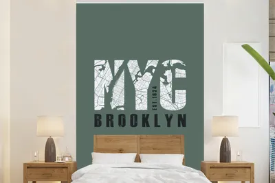 Produktbild von MuchoWow® Fototapete für Wohnzimmer oder Schlafzimmer Wandtapete Vinyl Motivtapete New York - NYC - Grün - 170x260 cm - Wohnzimmertapete