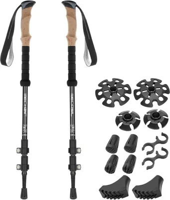 Produktbild von Wanderstöcke faltbar, Teleskop, für Wandern, 2 Stück, mit Zubehör