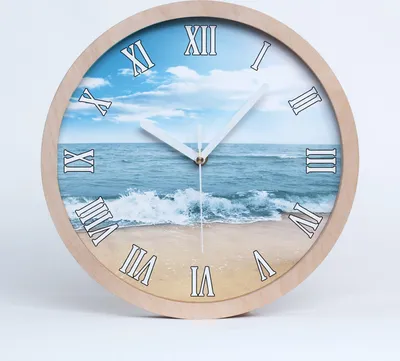 Produktbild von Holzuhr 30fi cm wanduhr - weiße Spitzen - Strand