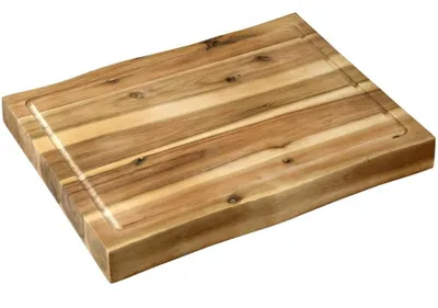 Image de Planche à découper en bois d'acacia avec rainure pour recueillir les jus