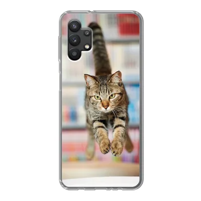 Produktbild von MuchoWow® Handyhülle Schutzhülle Hülle für Samsung Galaxy A32 5G Katze - Frühling - Stuhl Silikon Softcase Handy Hülle - Softcase